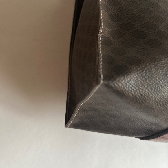 Celine Macadam Brown Tan Genuine Leather Hand Bag Shoulder Bag Business Bag - Picture 12 of 16